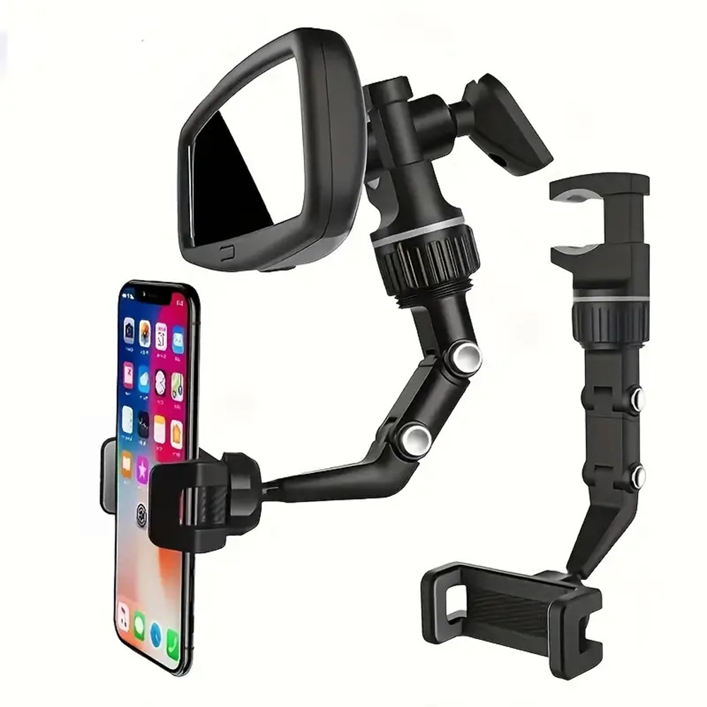 Desk Setup Essentials - バックミラー車載電話マウントカーホルダークリップオン携帯電話スタンド360度調整可能なカーナビゲーションブラケット防振車載マウント