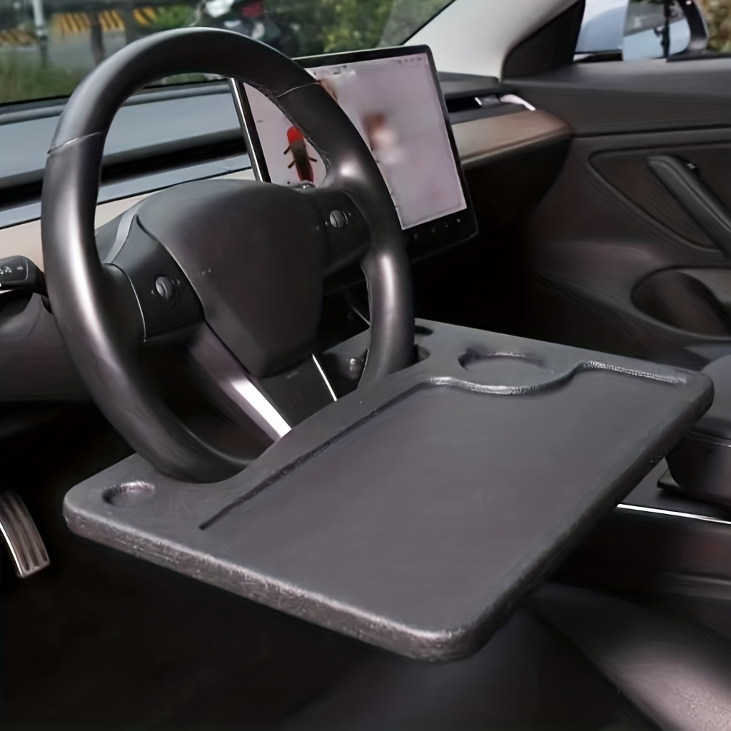 Desk Setup Desk - 車用トレイ ポータブルカーラップトップコンピューターデスクスタンド 食事用/仕事用 車のハンドル用ダイニングテーブル ほとんどの車に対応 ブラケット付きドリンクトレイボード