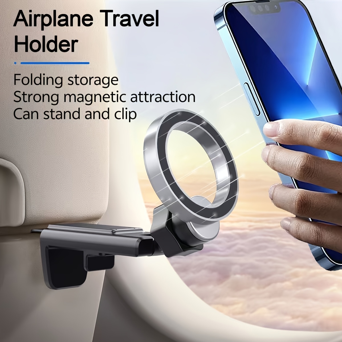 Desk Setup Essentials - 磁気携帯電話ホルダー飛行機旅行必需品電話ホルダーデスクトップ携帯電話ホルダートレイテーブルユニバーサル電話ホルダー