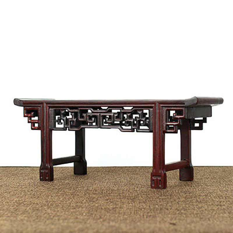 Desk Setup Wood - 小さなマホガニー仏陀テーブル、無垢材の花瓶、盆栽ベース、ミニチュアの上げ頭