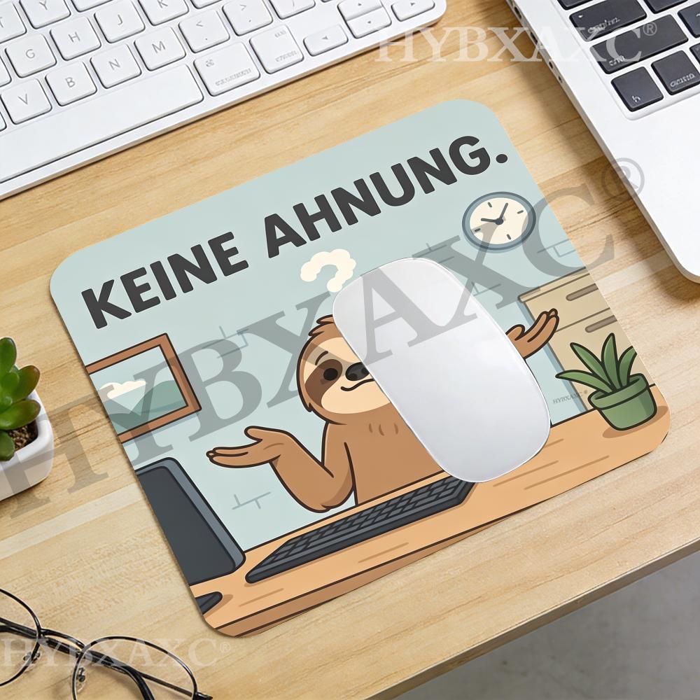 Work Desk Home Setup - HYBXAXC 面白いナマケモノ「Keine Ahnung」オフィスマウスパッド、キュートなミームデスクマット、在宅勤務用、モダンなマウスパッド、仕事用セットアップに最適