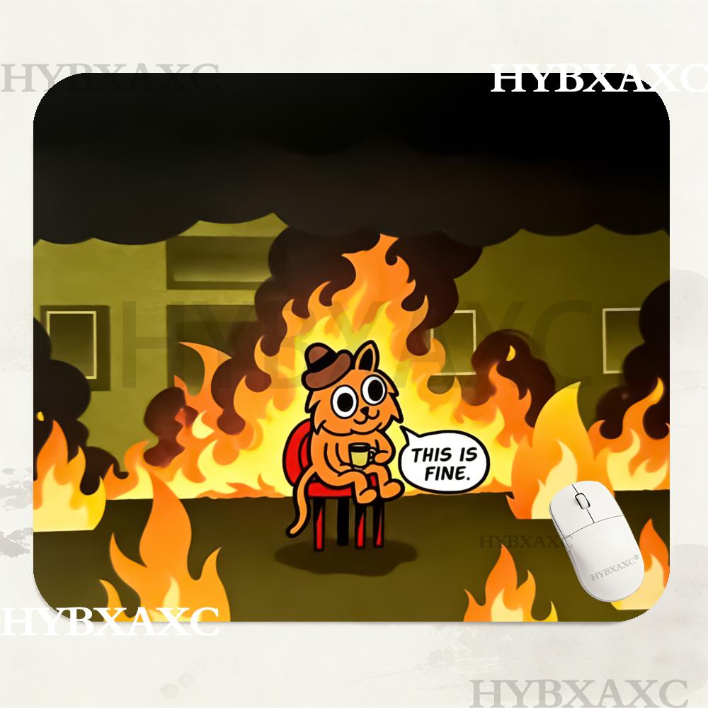 Work Desk Home Setup - HYBXAXC This Is Fine Cat Meme
