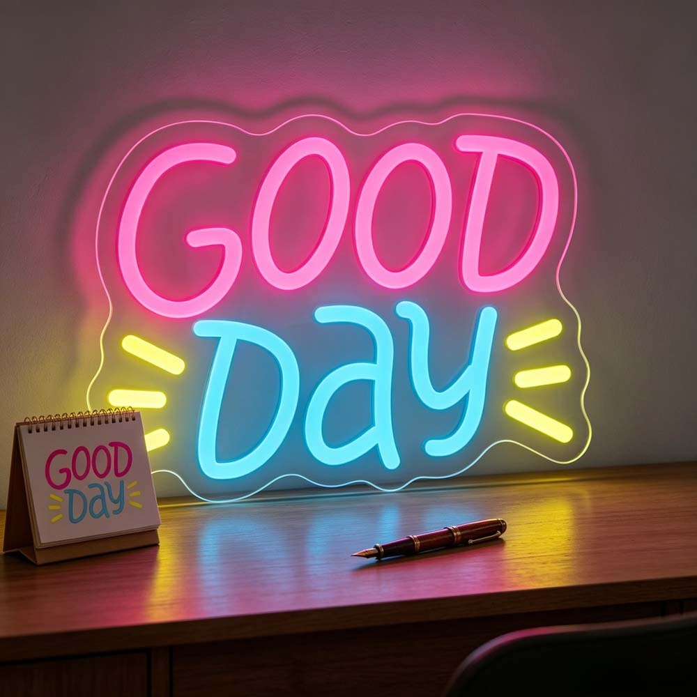 Desk Setup Bedroom - Good Day ネオンサイン LED カラフルなグラデーション RGB