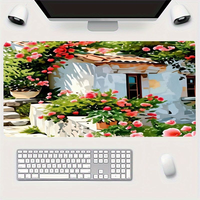 Desk Setup With Plants - クリエイティブアイアンアートマウスパッドカラフルなデスクマット洗濯機で洗える花柄デスクトップマットホームオフィスコンピュータセットアップ用緑の植物