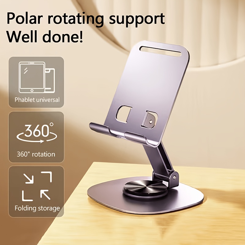 360 °   金属製スマホホルダー、調節可能な折りたたみ式 - Desk Setup Essentials のレビューと価格