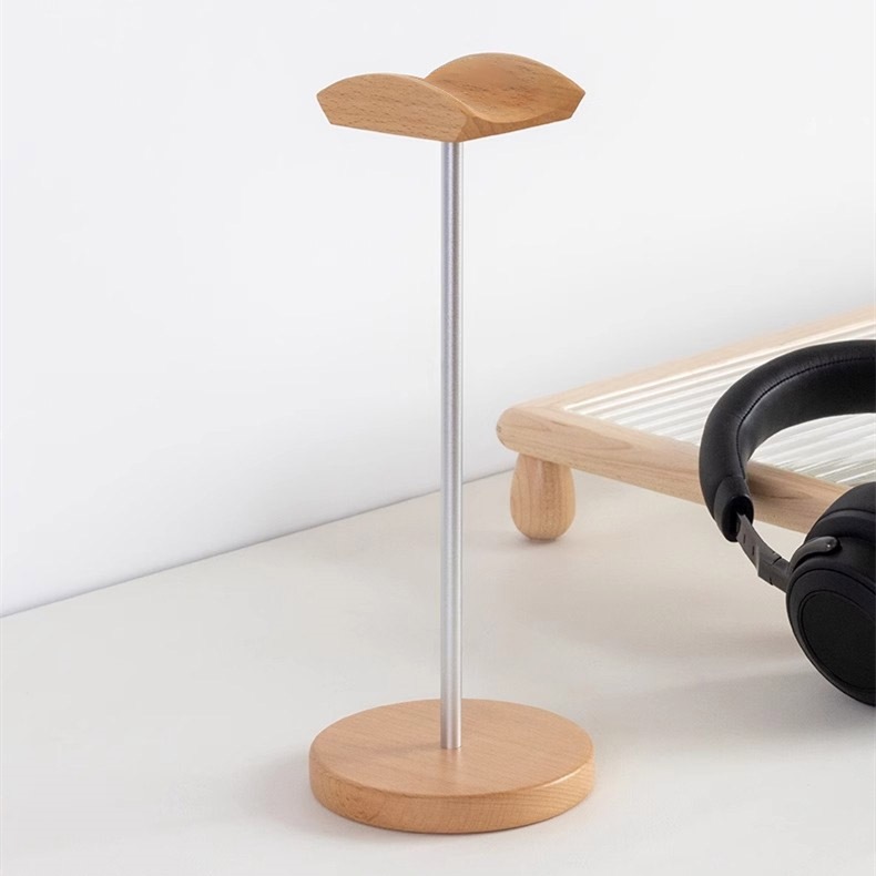 ブラックウォルナット材とアルミニウム製ヘッドホンスタンド、天 - Desk Setup Desk のレビューと価格