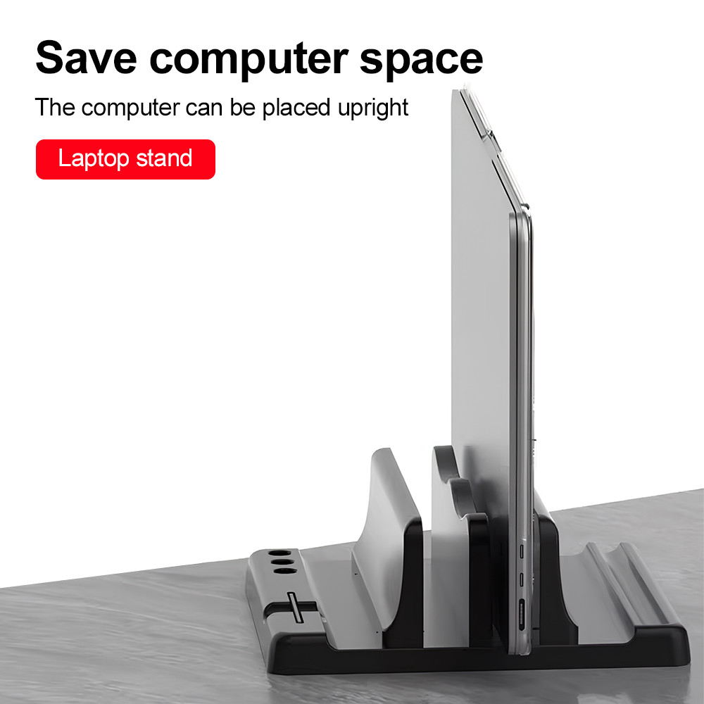 垂直ラップトップスタンド マルチスロットノートブック収納ホル - Desk Setup Essentials のレビューと価格