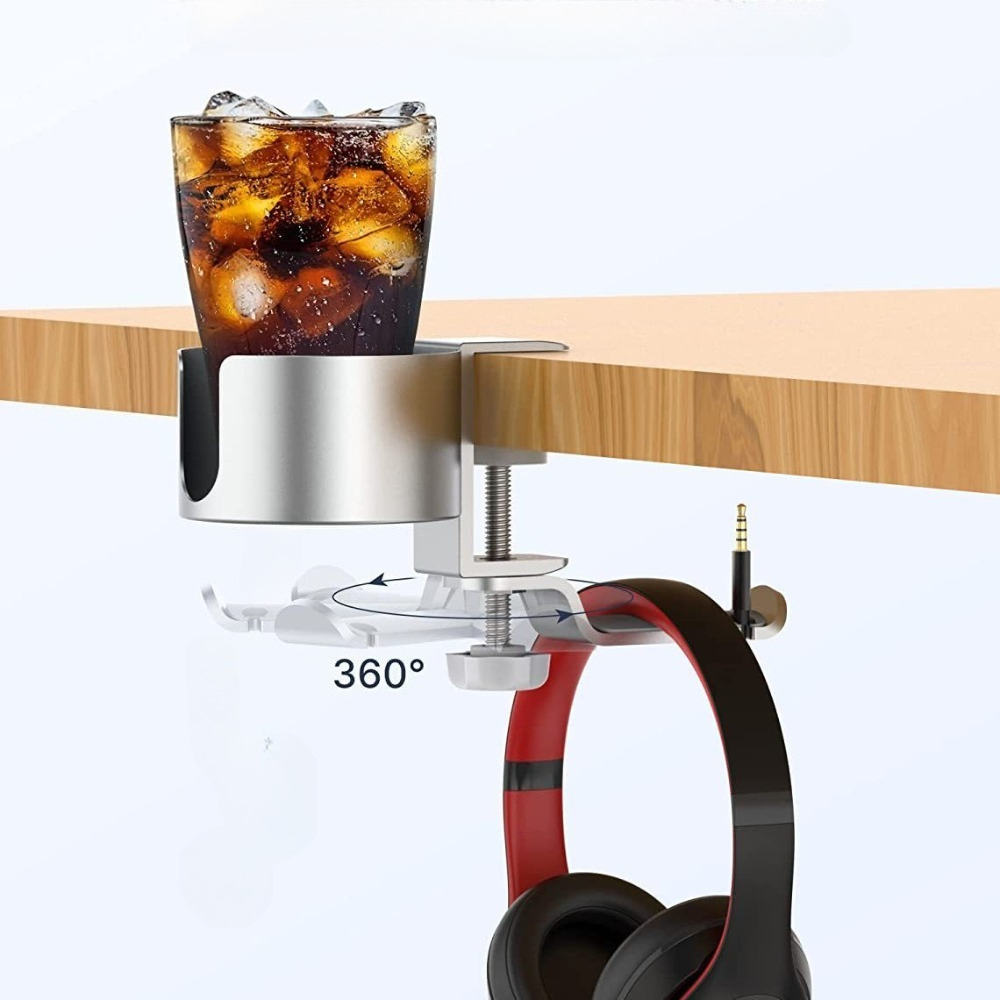 360 °   回転式カップホルダー アルミニウム製デスクマ - Desk Setup Headphones のレビューと価格