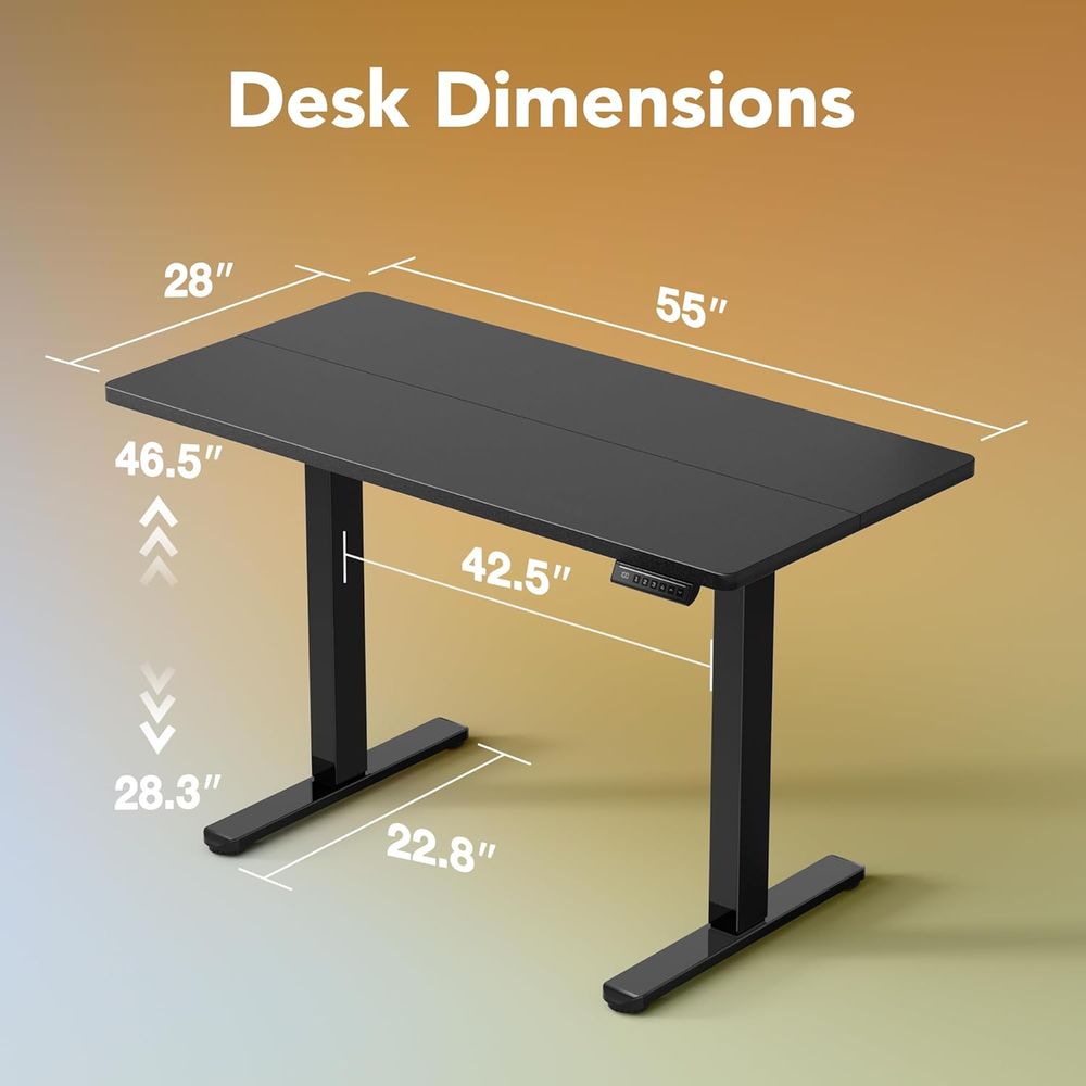 55 x 28インチ電動昇降デスク、高さ調節可能、4つのメモ - Work Desk Home Setup のレビューと価格