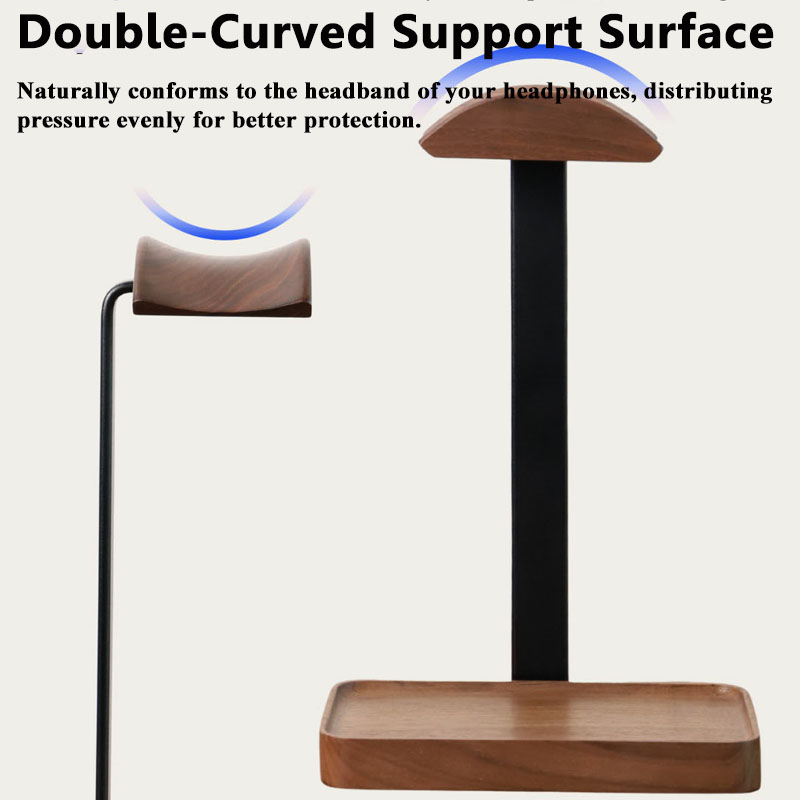 無垢材ヘッドフォンスタンド ブラックウォールナット+アルミニ - Desk Setup Wood のレビューと価格