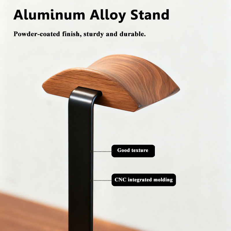 無垢材ヘッドフォンスタンド ブラックウォールナット+アルミニ - Desk Setup Wood のレビューと価格
