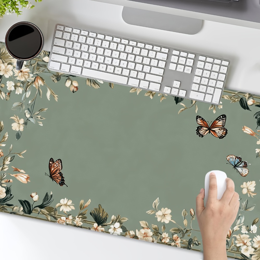 蝶の模様と緑の花柄の植物柄テーブルマット、デコレーションセッ - Desk Setup With Plants のレビューと価格