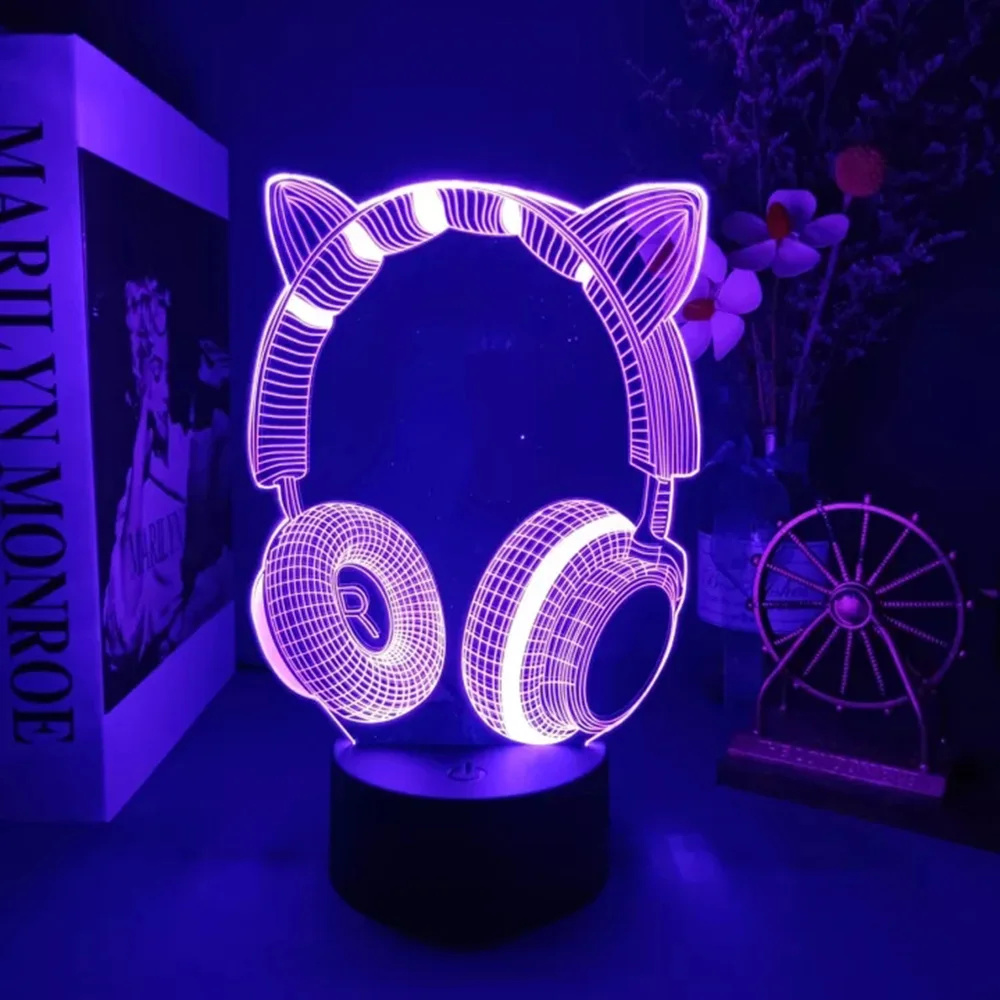 ヘッドセットと子供のための3D錯覚常夜灯,ヘッドセット,テー - Desk Setup Headphones のレビューと価格