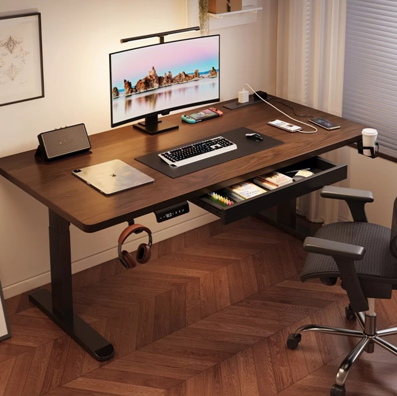 モダンな鉄製デュアルモーター電動スタンディングデスク、高さ調 - Desk Setup Bedroom のレビューと価格
