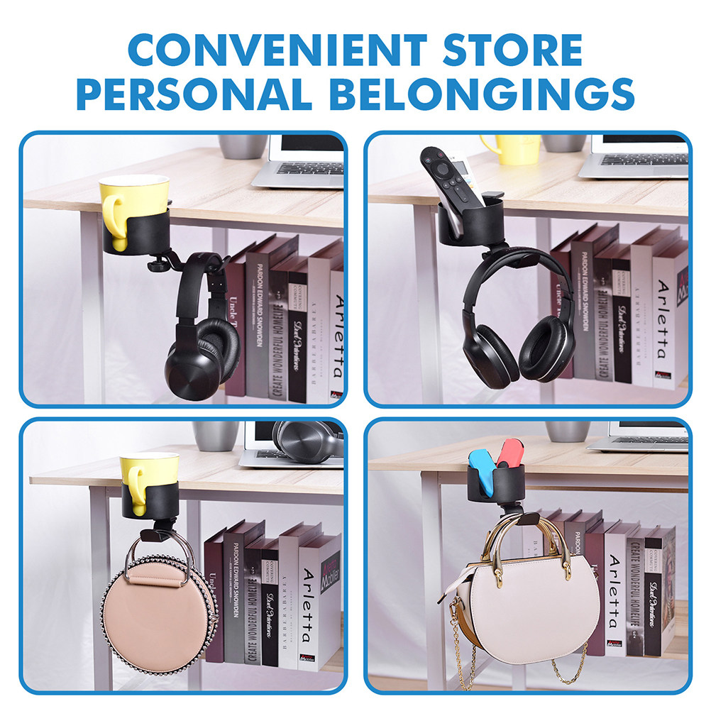 頑丈なアルミ製デスクエッジヘッドホンホルダー スタンド クラ - Desk Setup Headphones のレビューと価格