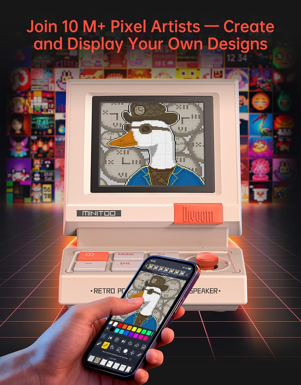 レトロPC風ミニスピーカー、スマートピクセルスクリーン搭載、 - Desk Setup Bedroom のレビューと価格