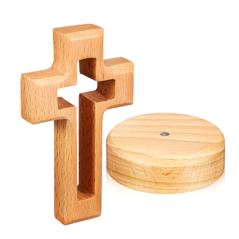 十字架の木製置物、壁掛け式、宗教的なテーブルデコレーション、 - Desk Setup Wood のレビューと価格
