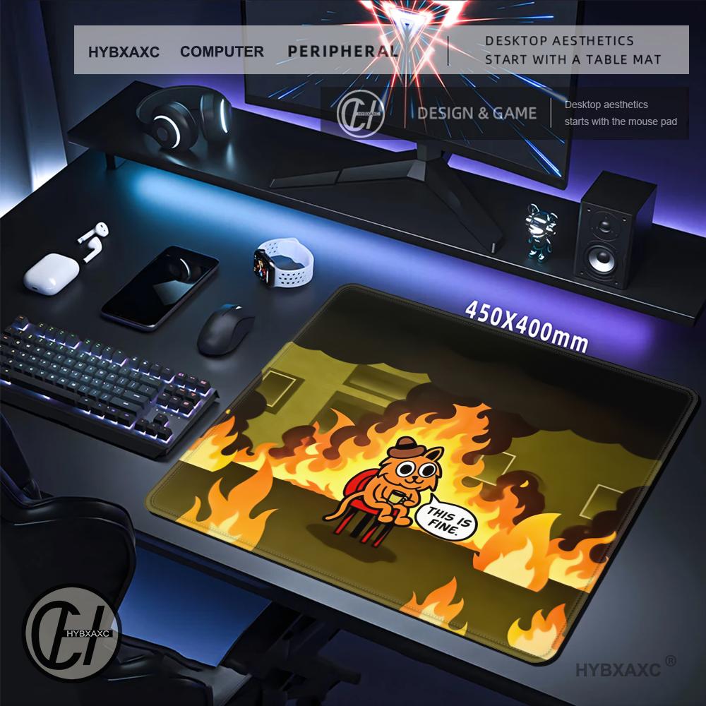 HYBXAXC This Is Fine Cat Meme  - Work Desk Home Setup のレビューと価格