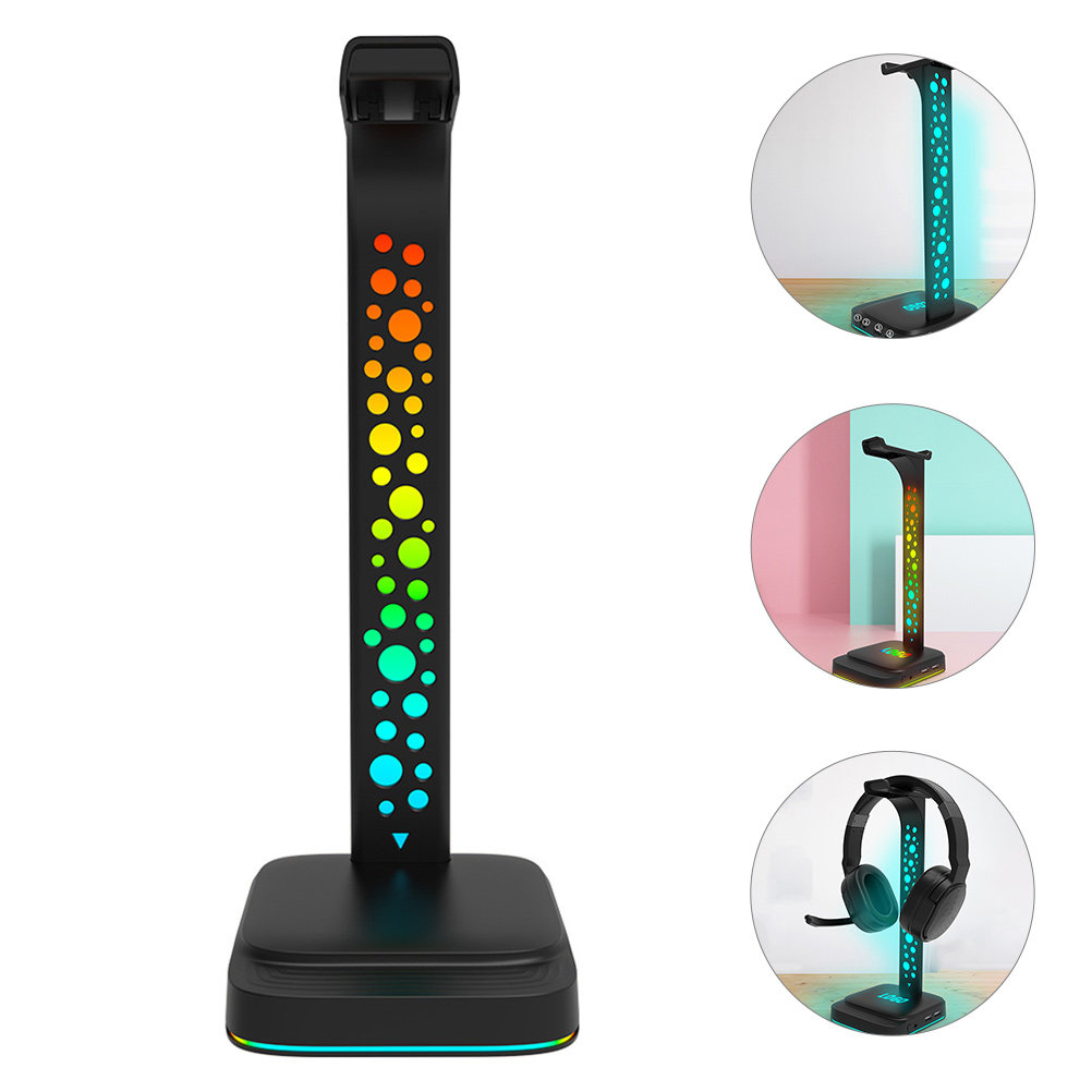 イヤホンスタンド ヘッドセットスタンド USB充電 RGB  - Desk Setup Headphones のレビューと価格