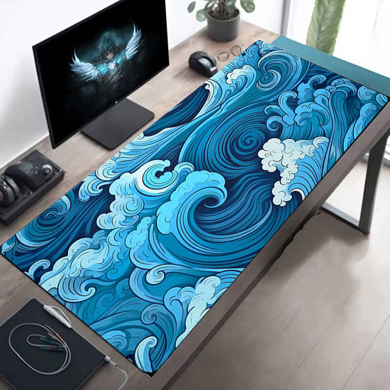 日本ブルーウェーブマウスパッドデスクマットアートXXLゲーミ - Desk Setup Japan のレビューと価格