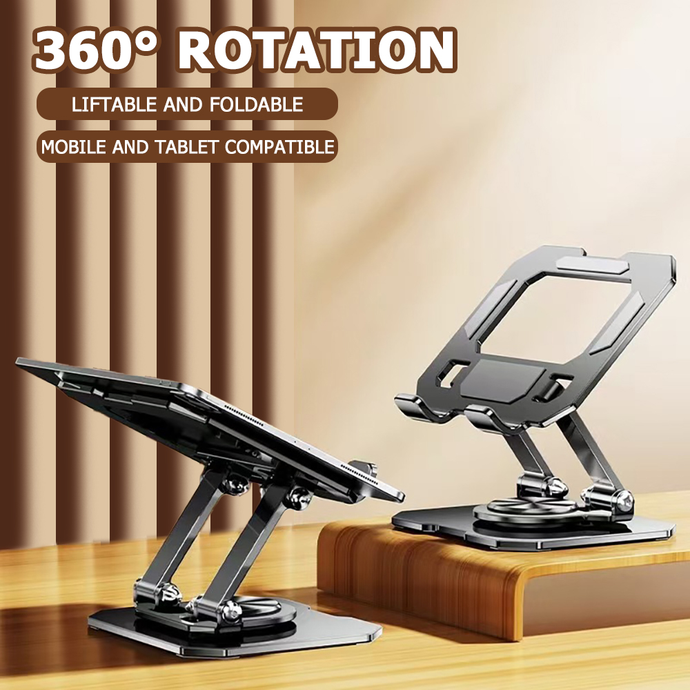 360度回転タブレット電話スタンド調節可能なデスクホルダー折 - Desk Setup Essentials のレビューと価格