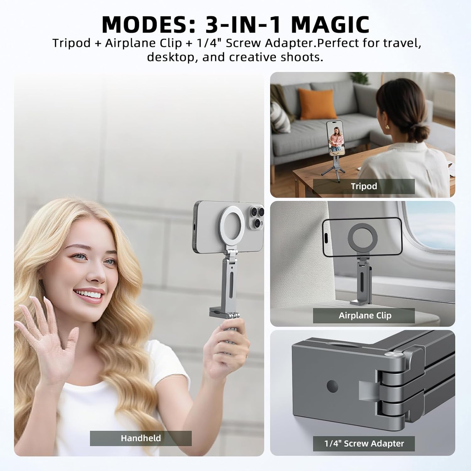 調整可能なユニバーサル磁気式スマホホルダー、旅行必需品、フレ - Desk Setup Essentials のレビューと価格